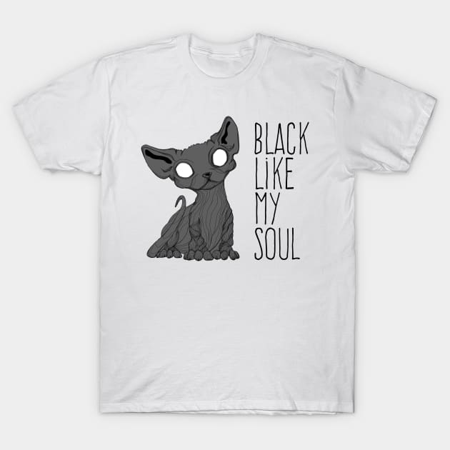 Black like my soul Kitten T-Shirt by Jess Adams